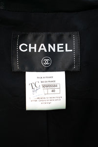 CHANEL 14A Black Leather Collar Zipup Wool Tweed Jacket 34 38 40 シャネル ブラック レザー襟 ジップアップ ウール ツイード ジャケット 即発