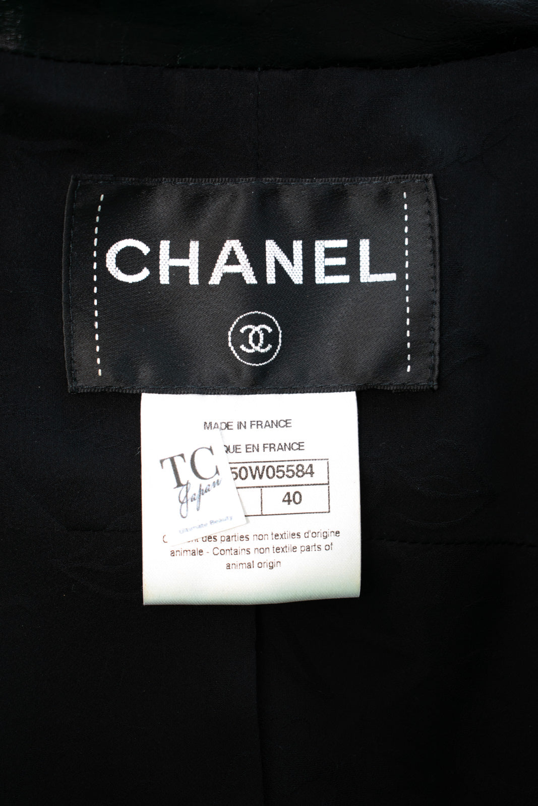 CHANEL 14A Black Leather Collar Zipup Wool Tweed Jacket 34 38 40 シャネル ブラック レザー襟 ジップアップ ウール ツイード ジャケット 即発