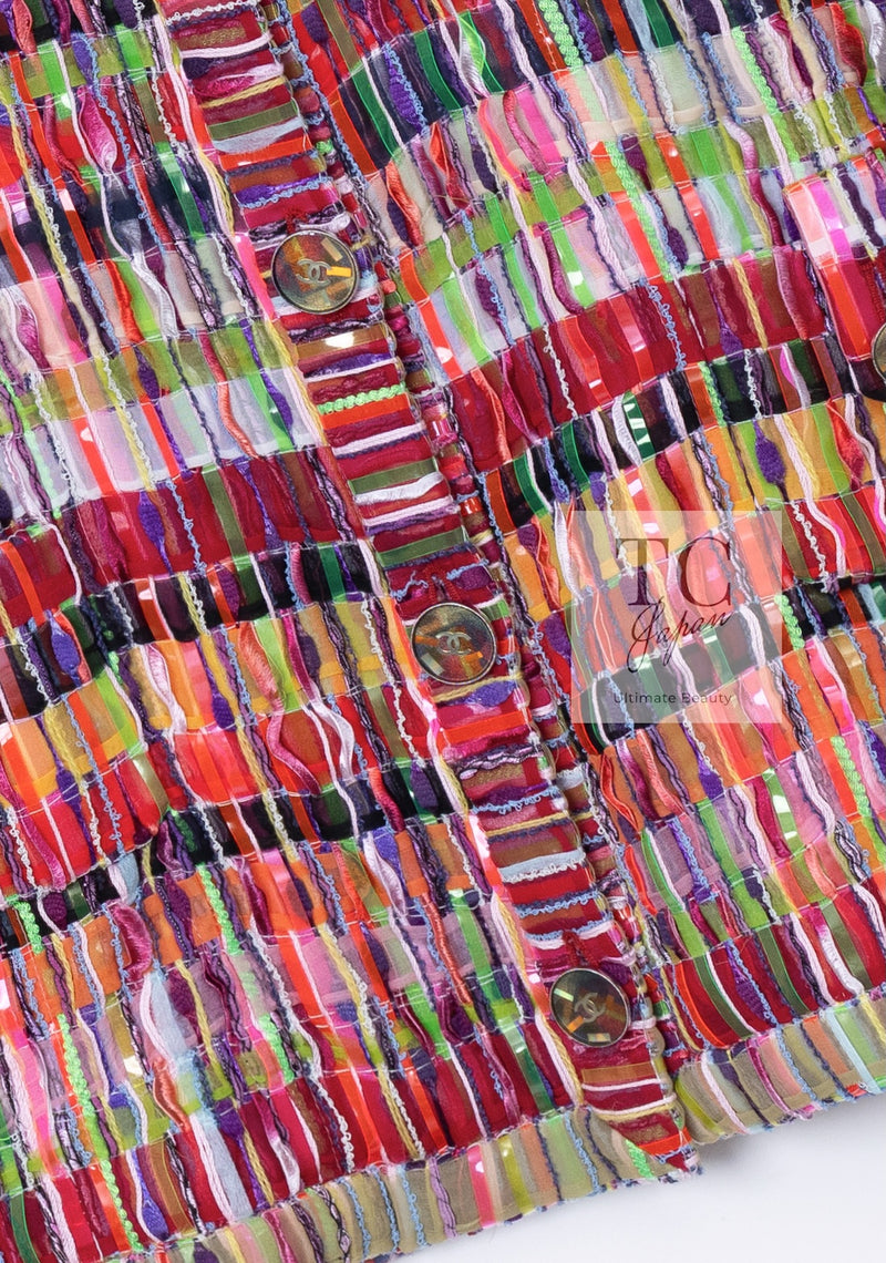 CHANEL 16C Multicolor CC Button Collarless Jacket 36 シャネル マルチカラー ココボタン ノーカラー ジャケット 即発