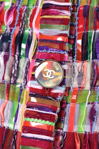 CHANEL 16C Multicolor CC Button Collarless Jacket 36 シャネル マルチカラー ココボタン ノーカラー ジャケット 即発