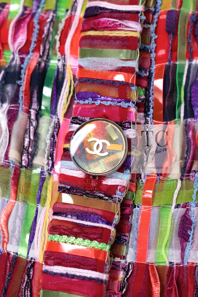 CHANEL 16C Multicolor CC Button Collarless Jacket 36 シャネル マルチカラー ココボタン ノーカラー ジャケット 即発