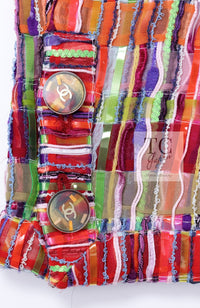 CHANEL 16C Multicolor CC Button Collarless Jacket 36 シャネル マルチカラー ココボタン ノーカラー ジャケット 即発