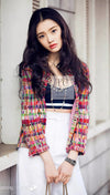 CHANEL 16C Multicolor CC Button Collarless Jacket 36 シャネル マルチカラー ココボタン ノーカラー ジャケット 即発