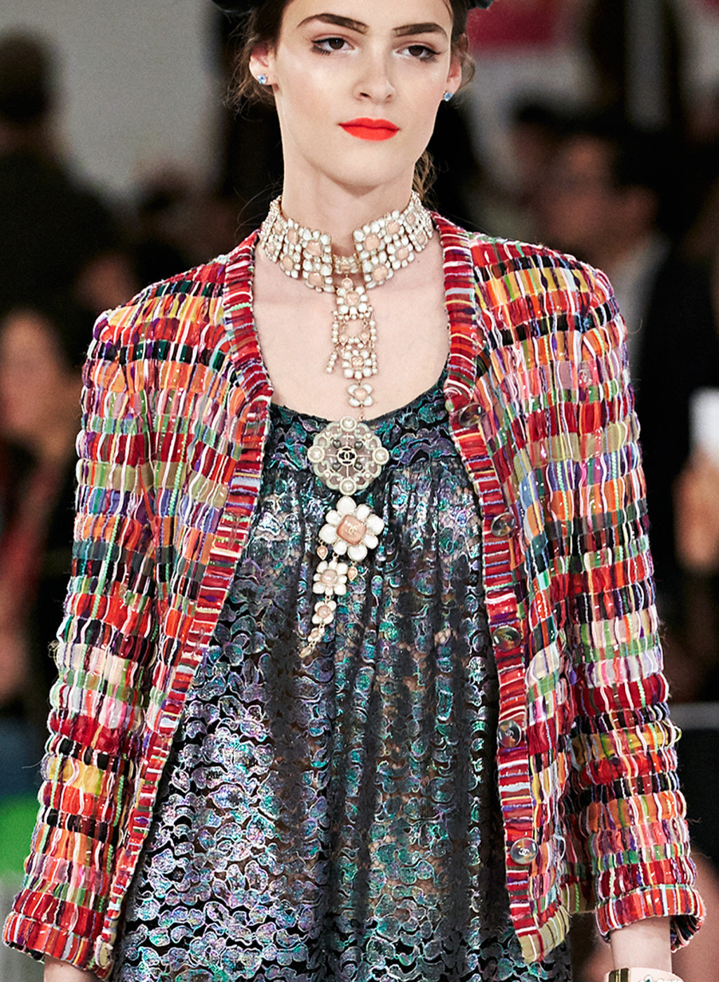 CHANEL 16C Multicolor CC Button Collarless Jacket 36 シャネル マルチカラー ココボタン ノーカラー ジャケット 即発