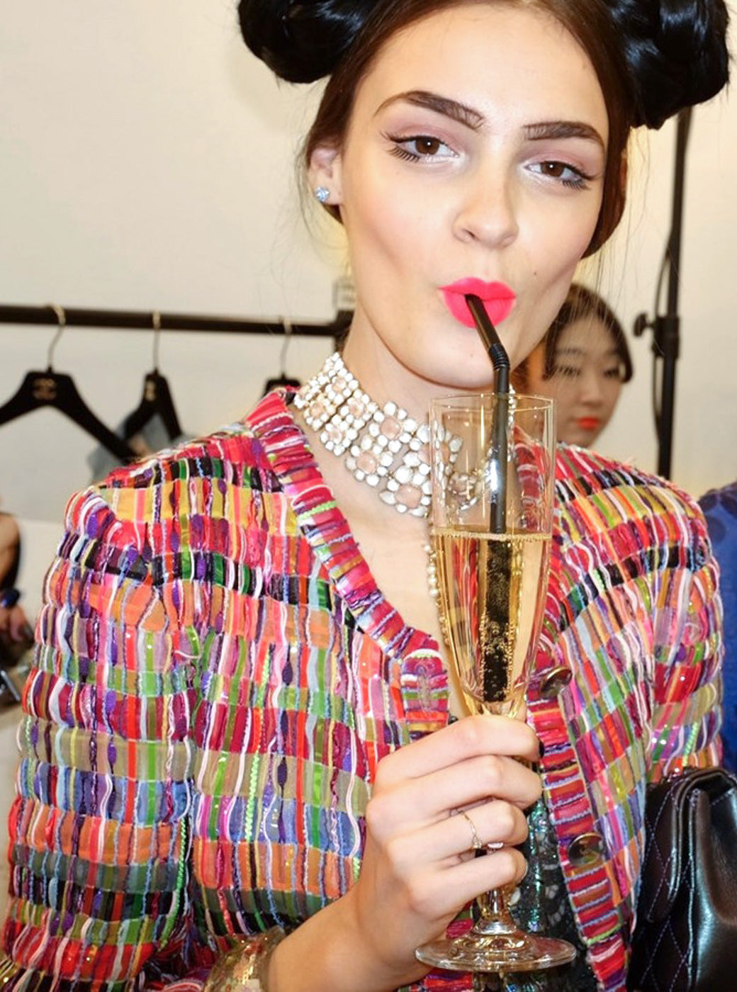 CHANEL 16C Multicolor CC Button Collarless Jacket 36 シャネル マルチカラー ココボタン ノーカラー ジャケット 即発