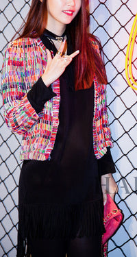 CHANEL 16C Multicolor CC Button Collarless Jacket 36 シャネル マルチカラー ココボタン ノーカラー ジャケット 即発