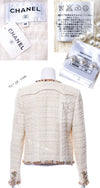 CHANEL 17C Ivory Cotton Collarless Tweed Jacket 36 シャネル アイボリー ノーカラー コットン ツイード ジャケット 即発