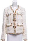 CHANEL 17C Ivory Cotton Collarless Tweed Jacket 36 38 シャネル アイボリー ノーカラー コットン ツイード ジャケット 即発