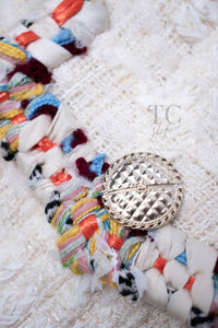 CHANEL 17C Ivory Cotton Collarless Tweed Jacket 36 シャネル アイボリー ノーカラー コットン ツイード ジャケット 即発