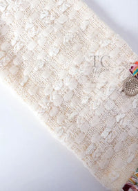 CHANEL 17C Ivory Cotton Collarless Tweed Jacket 36 シャネル アイボリー ノーカラー コットン ツイード ジャケット 即発