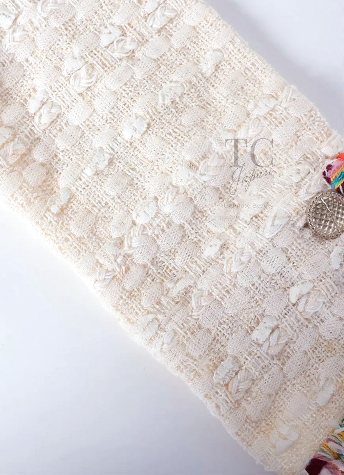 CHANEL 17C Ivory Cotton Collarless Tweed Jacket 36 シャネル アイボリー ノーカラー コットン ツイード ジャケット 即発