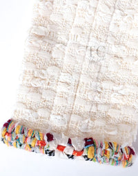 CHANEL 17C Ivory Cotton Collarless Tweed Jacket 36 シャネル アイボリー ノーカラー コットン ツイード ジャケット 即発