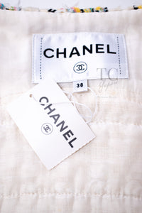 CHANEL 17C Ivory Cotton Collarless Tweed Jacket 36 シャネル アイボリー ノーカラー コットン ツイード ジャケット 即発