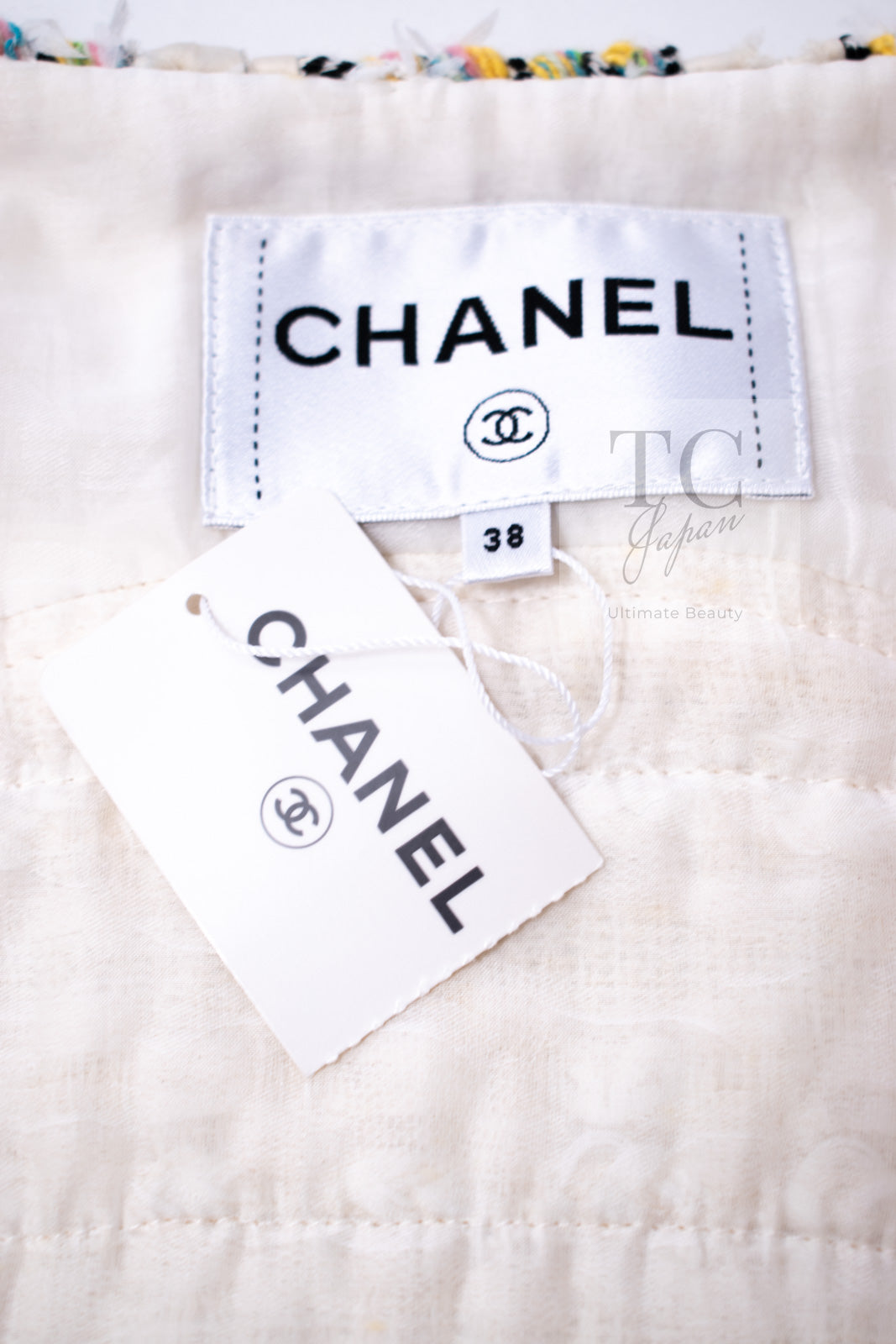 CHANEL 17C Ivory Cotton Collarless Tweed Jacket 36 シャネル アイボリー ノーカラー コットン ツイード ジャケット 即発