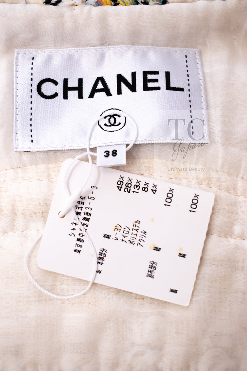 CHANEL 17C Ivory Cotton Collarless Tweed Jacket 36 38 シャネル アイボリー ノーカラー コットン ツイード ジャケット 即発