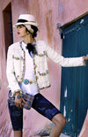CHANEL 17C Ivory Cotton Collarless Tweed Jacket 36 38 シャネル アイボリー ノーカラー コットン ツイード ジャケット 即発