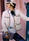 CHANEL 17C Ivory Cotton Collarless Tweed Jacket 36 シャネル アイボリー ノーカラー コットン ツイード ジャケット 即発