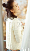 CHANEL 17C Ivory Cotton Collarless Tweed Jacket 36 38 シャネル アイボリー ノーカラー コットン ツイード ジャケット 即発