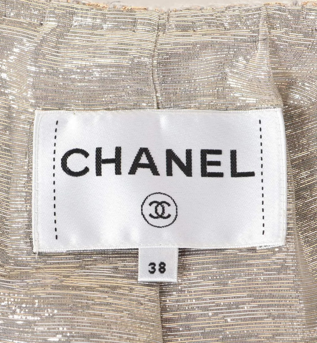 CHANEL 16A Gray Gold Trim Tweed Jacket Skirt Suit 36 38 シャネル グレー ゴールド トリム ツイード ジャケット スカート スーツ 即発