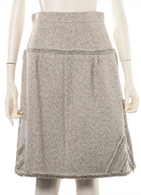 CHANEL 16A Gray Gold Trim Tweed Jacket Skirt Suit 36 38 シャネル グレー ゴールド トリム ツイード ジャケット スカート スーツ 即発