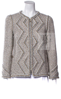 CHANEL 16A Gray Gold Trim Tweed Jacket Skirt Suit 36 38 シャネル グレー ゴールド トリム ツイード ジャケット スカート スーツ 即発