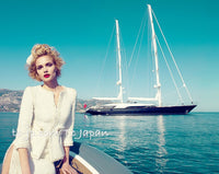 CHANEL 10C Ivory Creme Braid Trim Belt Tweed Jacket 42 シャネル アイボリー クリーム ブレイド トリム ベルト ツイード ジャケット 即発