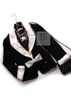 CHANEL 07A Black Detachable Ivory Collar 2 Way Wool Stretch Jacket 34 シャネル 女優 ブラック アイボリー取外可 襟 2 Way ウール ストレッチ リボン ジャケット 即発