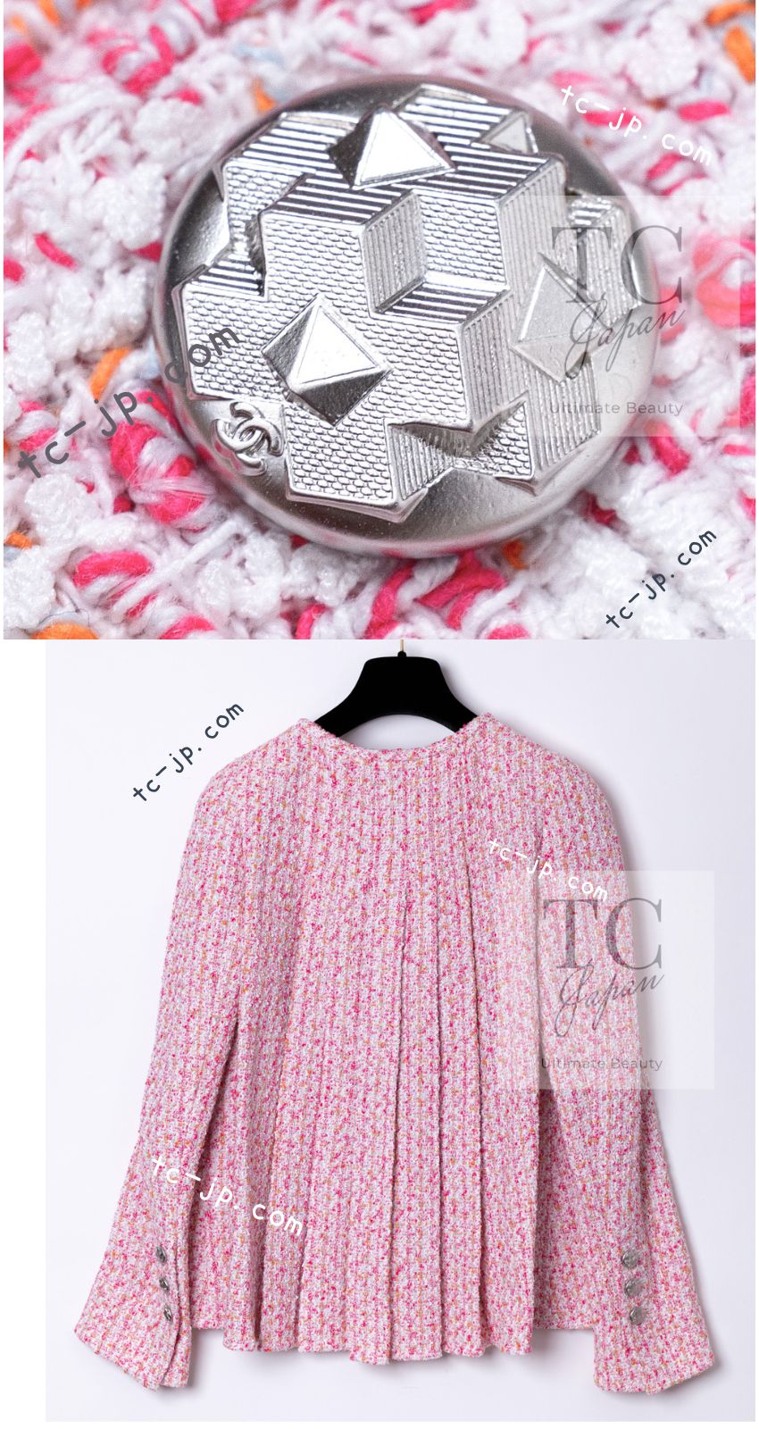 CHANEL 16S Pink Ribbon Fantasy Cotton Tweed Jacket 36 シャネル ピンク リボン ファンタジー コットン ツイード ジャケット 即発