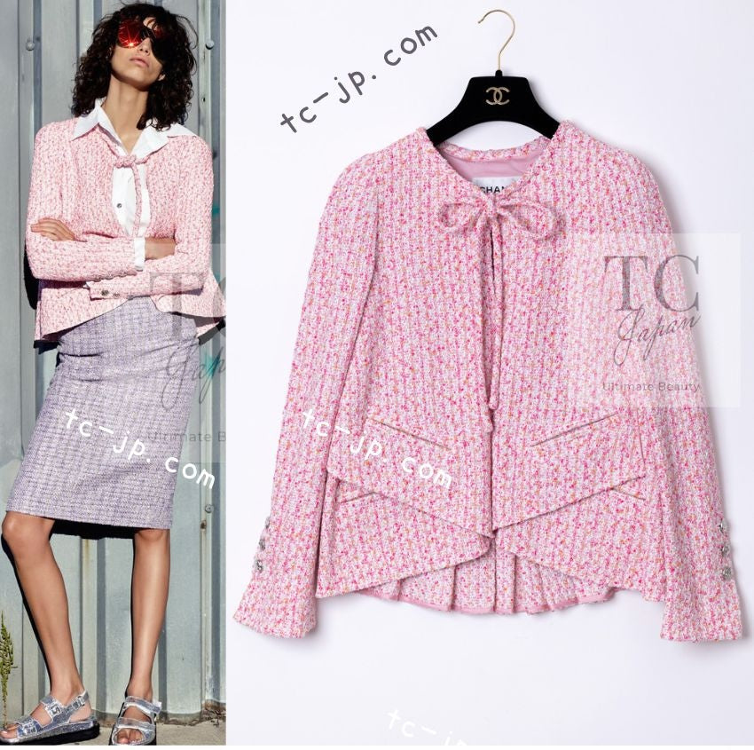 CHANEL 16S Pink Ribbon Fantasy Cotton Tweed Jacket 36 シャネル ピンク リボン ファンタジー コットン ツイード ジャケット 即発 - TC JAPAN