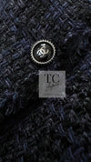 CHANEL 07S Dark Navy Black Fringe Linen Tweed Jacket Skirt Suit 40 シャネル ダークネイビー ブラック フリンジ リネン 麻混 ツイード ジャケット スカート スーツ