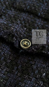 CHANEL 07S Dark Navy Black Fringe Linen Tweed Jacket Skirt Suit 40 シャネル ダークネイビー ブラック フリンジ リネン 麻混 ツイード ジャケット スカート スーツ