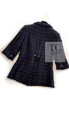 CHANEL 07S Dark Navy Black Fringe Linen Tweed Jacket Skirt Suit 40 シャネル ダークネイビー ブラック フリンジ リネン 麻混 ツイード ジャケット スカート スーツ