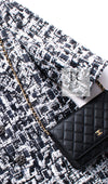 CHANEL 15S Black White Short Sleeve Fantasy Tweed Jacket 38 シャネル ブラック  ホワイト ファンタジー 半袖 ツイード ジャケット 即発