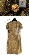 CHANEL 96A Vintage Supermodel Gold Brocade Camellia Dress Lion Buttons 38 シャネル ヴィンテージ ゴールド ブロケイド 刺繍 カメリア ワンピース ドレス ライオン ボタン 即発