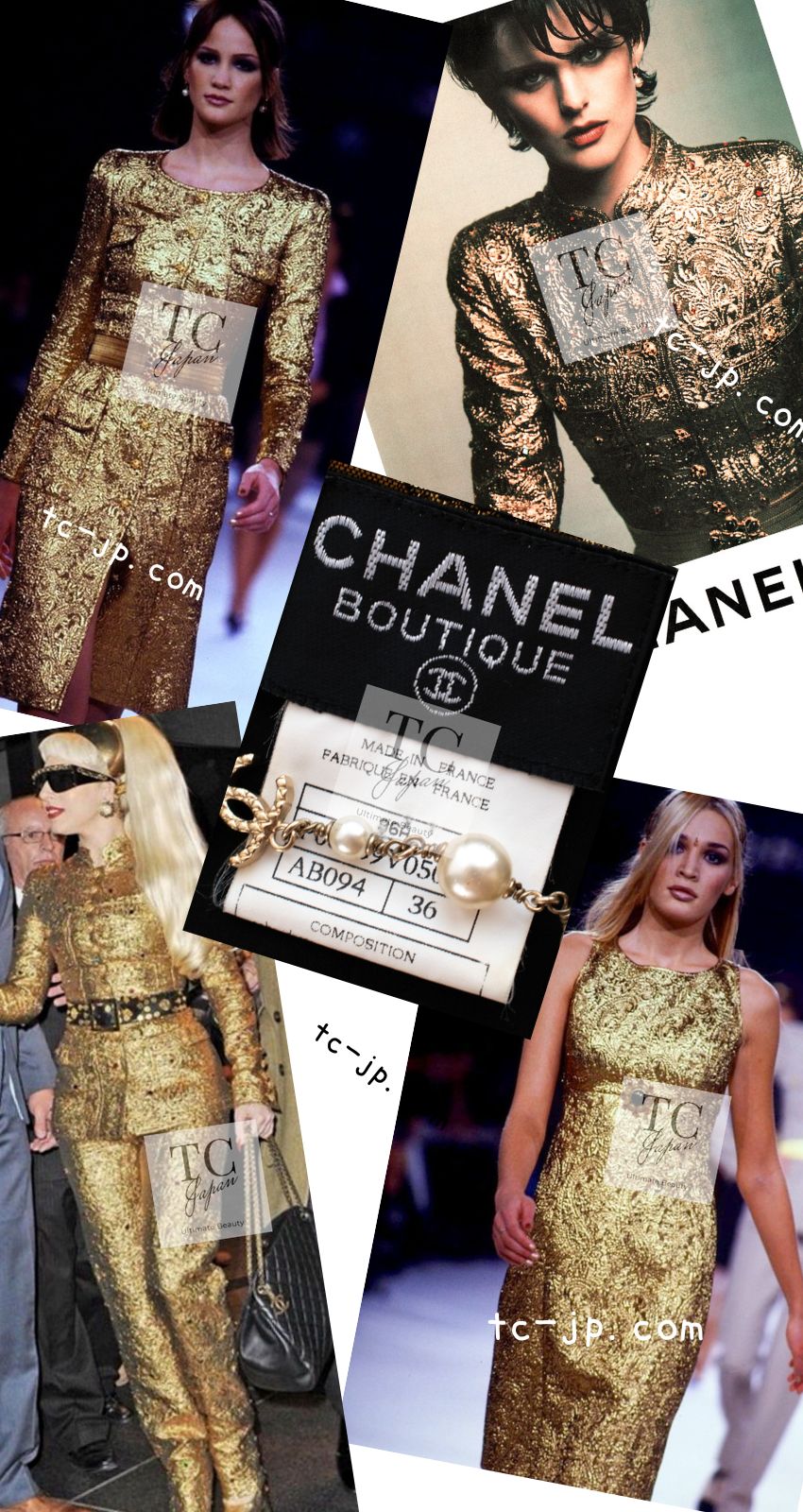 シャネル ワンピース CHANEL ヴィンテージ ゴールド ブロケイド
