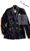 CHANEL 11A Black Floral Lesage Lace Silk Jacket 38 シャネル ブラック ルサージュ レース ビーズ サテン シルク ジャケット 即発
