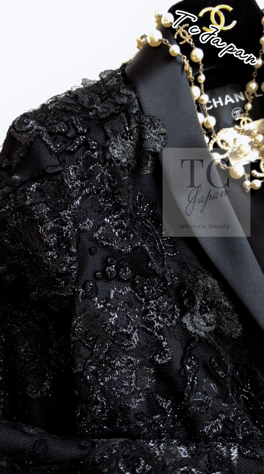 CHANEL 11A Black Floral Lesage Lace Silk Jacket 38 シャネル ブラック ルサージュ レース ビーズ サテン シルク ジャケット 即発