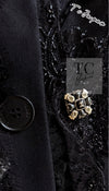 CHANEL 11A Black Floral Lesage Lace Silk Jacket 38 シャネル ブラック ルサージュ レース ビーズ サテン シルク ジャケット 即発