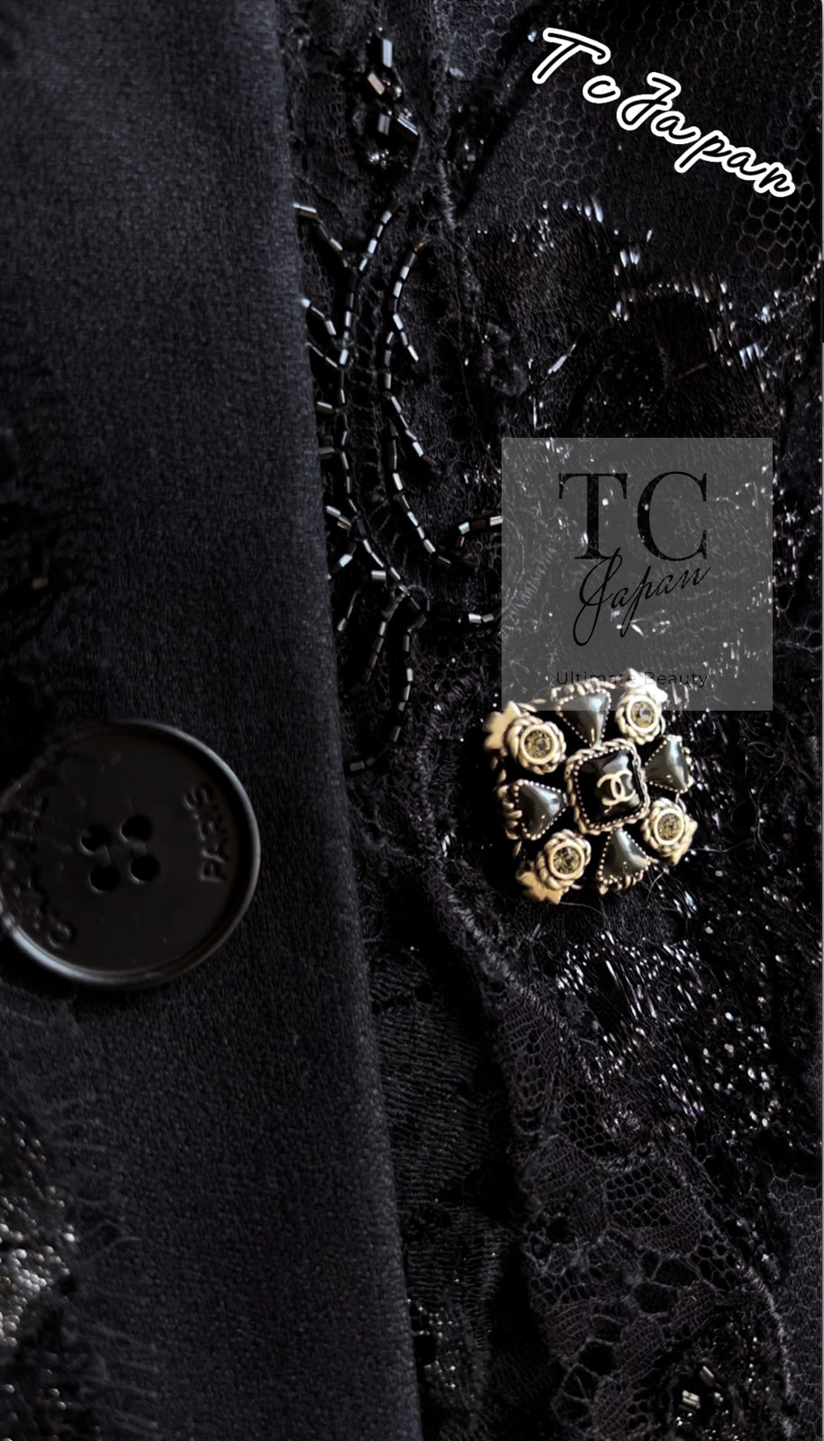 CHANEL 11A Black Floral Lesage Lace Silk Jacket 38 シャネル ブラック ルサージュ レース ビーズ サテン シルク ジャケット 即発
