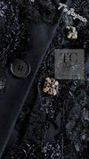 CHANEL 11A Black Floral Lesage Lace Silk Jacket 38 シャネル ブラック ルサージュ レース ビーズ サテン シルク ジャケット 即発