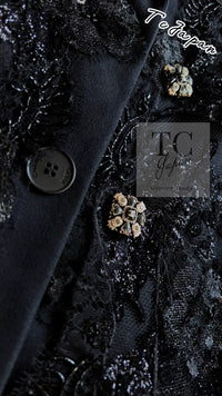 CHANEL 11A Black Floral Lesage Lace Silk Jacket 38 シャネル ブラック ルサージュ レース ビーズ サテン シルク ジャケット 即発