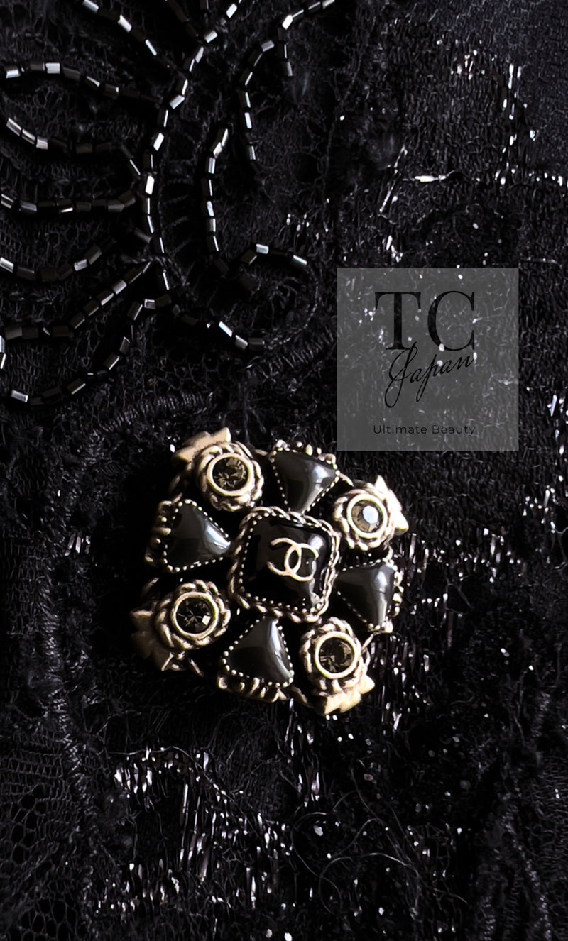CHANEL 11A Black Floral Lesage Lace Silk Jacket 38 シャネル ブラック ルサージュ レース ビーズ サテン シルク ジャケット 即発