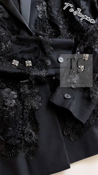 CHANEL 11A Black Floral Lesage Lace Silk Jacket 38 シャネル ブラック ルサージュ レース ビーズ サテン シルク ジャケット 即発