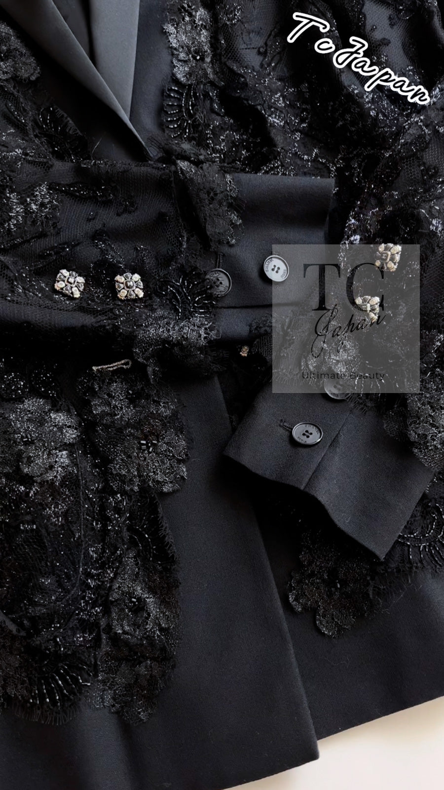 CHANEL 11A Black Floral Lesage Lace Silk Jacket 38 シャネル ブラック ルサージュ レース ビーズ サテン シルク ジャケット 即発