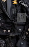 CHANEL 11A Black Floral Lesage Lace Silk Jacket 38 シャネル ブラック ルサージュ レース ビーズ サテン シルク ジャケット 即発