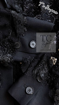 CHANEL 11A Black Floral Lesage Lace Silk Jacket 38 シャネル ブラック ルサージュ レース ビーズ サテン シルク ジャケット 即発
