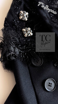 CHANEL 11A Black Floral Lesage Lace Silk Jacket 38 シャネル ブラック ルサージュ レース ビーズ サテン シルク ジャケット 即発