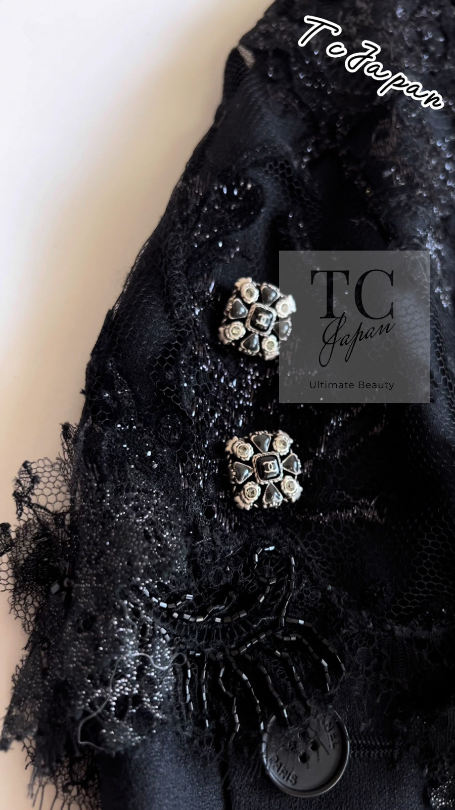 CHANEL 11A Black Floral Lesage Lace Silk Jacket 38 シャネル ブラック ルサージュ レース ビーズ サテン シルク ジャケット 即発