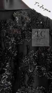 CHANEL 11A Black Floral Lesage Lace Silk Jacket 38 シャネル ブラック ルサージュ レース ビーズ サテン シルク ジャケット 即発