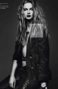 CHANEL 11A Black Floral Lesage Lace Silk Jacket 38 シャネル ブラック ルサージュ レース ビーズ サテン シルク ジャケット 即発